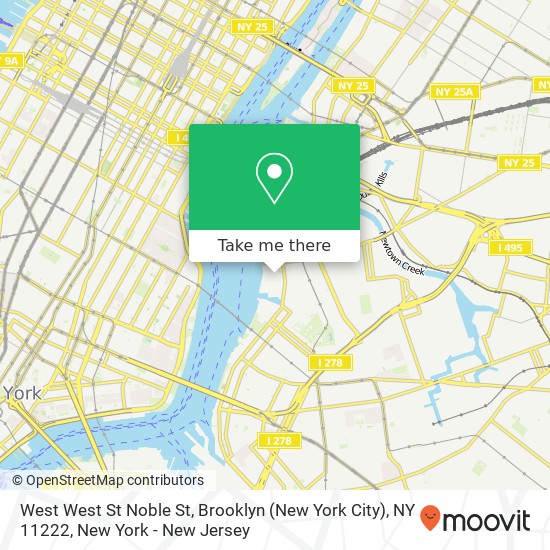 Mapa de West West St Noble St, Brooklyn (New York City), NY 11222