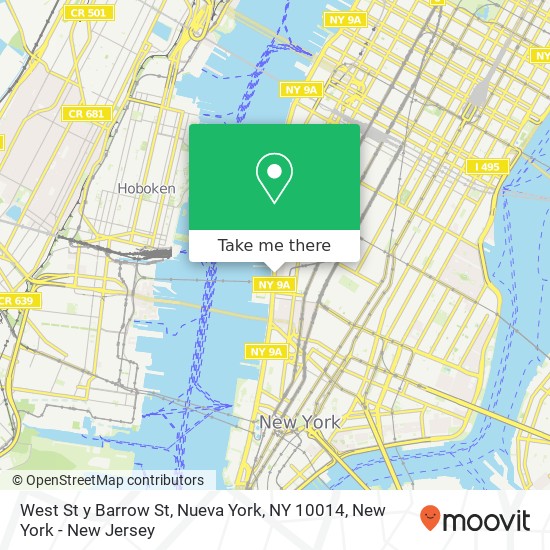 Mapa de West St y Barrow St, Nueva York, NY 10014