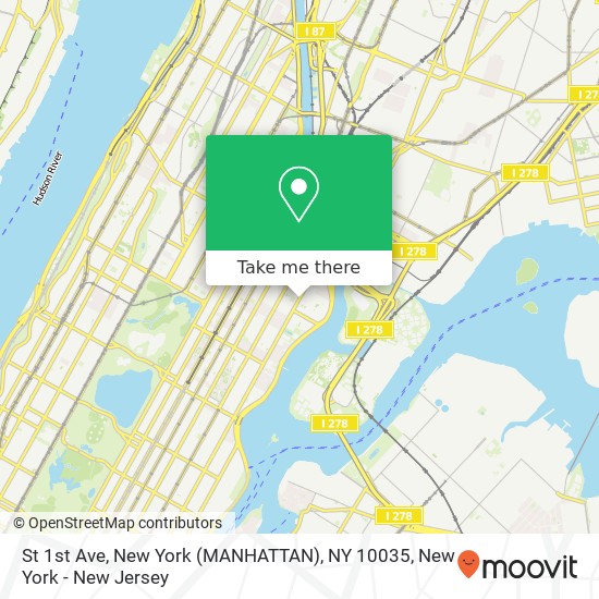 Mapa de St 1st Ave, New York (MANHATTAN), NY 10035