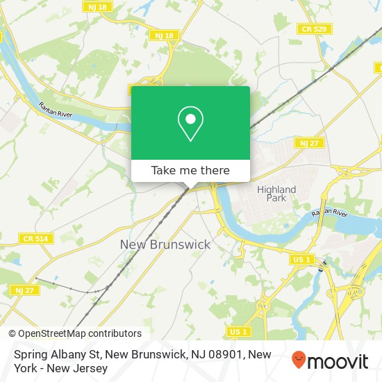 Mapa de Spring Albany St, New Brunswick, NJ 08901