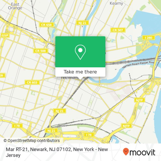 Mapa de Mar RT-21, Newark, NJ 07102