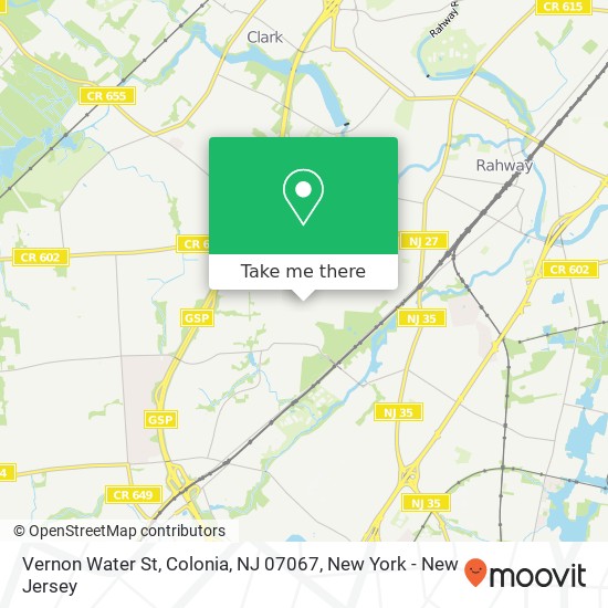 Mapa de Vernon Water St, Colonia, NJ 07067