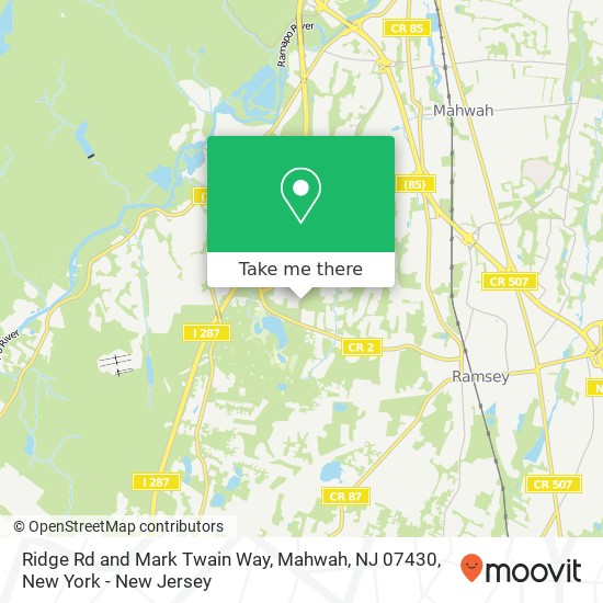 Mapa de Ridge Rd and Mark Twain Way, Mahwah, NJ 07430