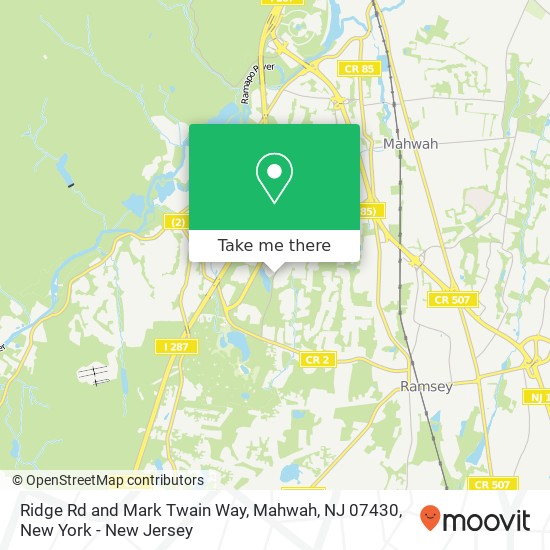Mapa de Ridge Rd and Mark Twain Way, Mahwah, NJ 07430
