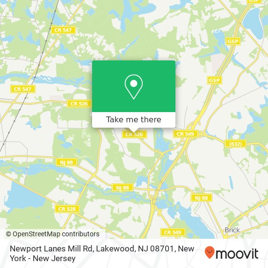 Mapa de Newport Lanes Mill Rd, Lakewood, NJ 08701
