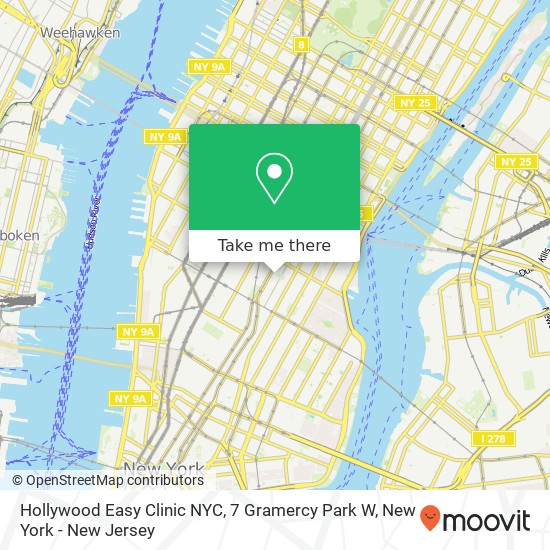 Hollywood Easy Clinic NYC, 7 Gramercy Park W map