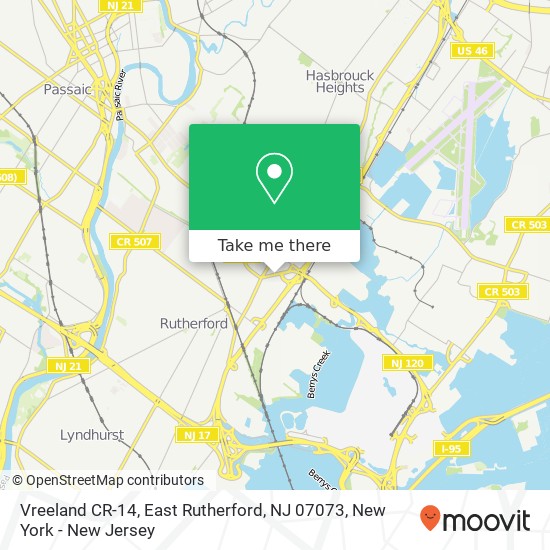 Mapa de Vreeland CR-14, East Rutherford, NJ 07073