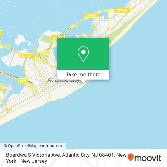 Mapa de Boardwa S Victoria Ave, Atlantic City, NJ 08401