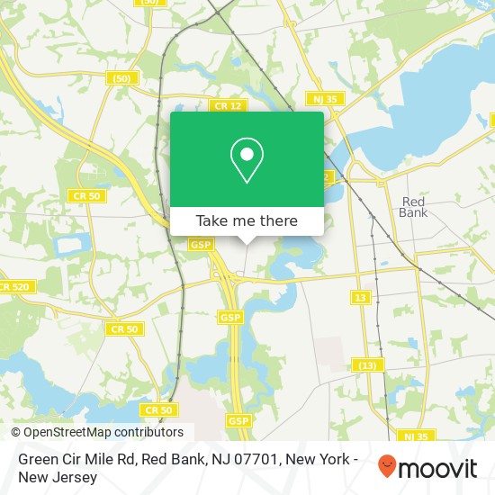 Mapa de Green Cir Mile Rd, Red Bank, NJ 07701