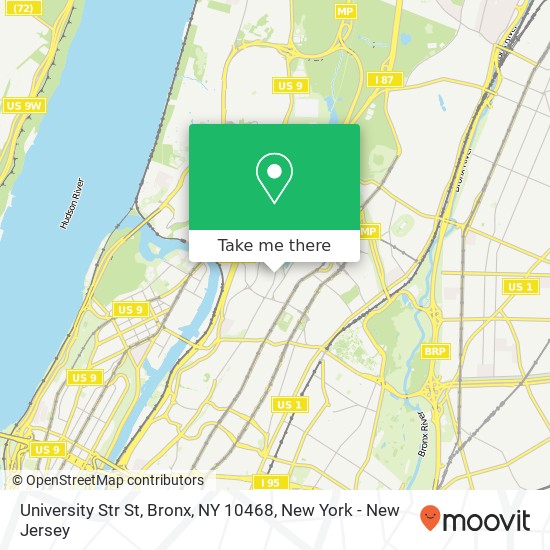 Mapa de University Str St, Bronx, NY 10468