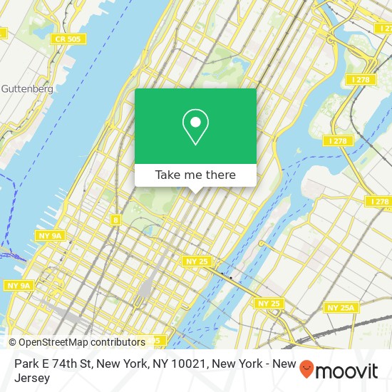 Mapa de Park E 74th St, New York, NY 10021