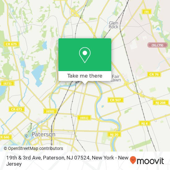 Mapa de 19th & 3rd Ave, Paterson, NJ 07524