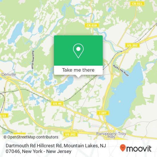 Dartmouth Rd Hillcrest Rd, Mountain Lakes, NJ 07046 map