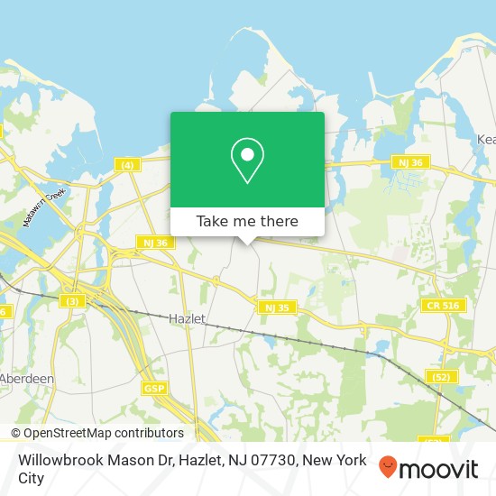 Mapa de Willowbrook Mason Dr, Hazlet, NJ 07730