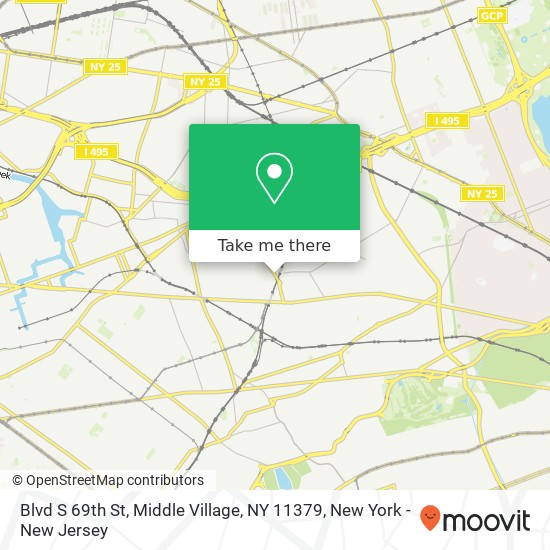 Mapa de Blvd S 69th St, Middle Village, NY 11379