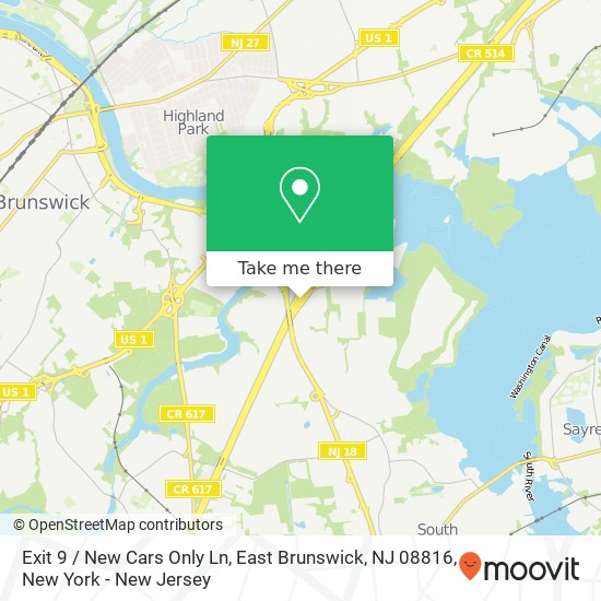 Exit 9 / New Cars Only Ln, East Brunswick, NJ 08816 map