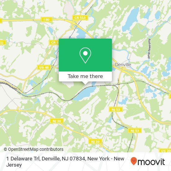 Mapa de 1 Delaware Trl, Denville, NJ 07834