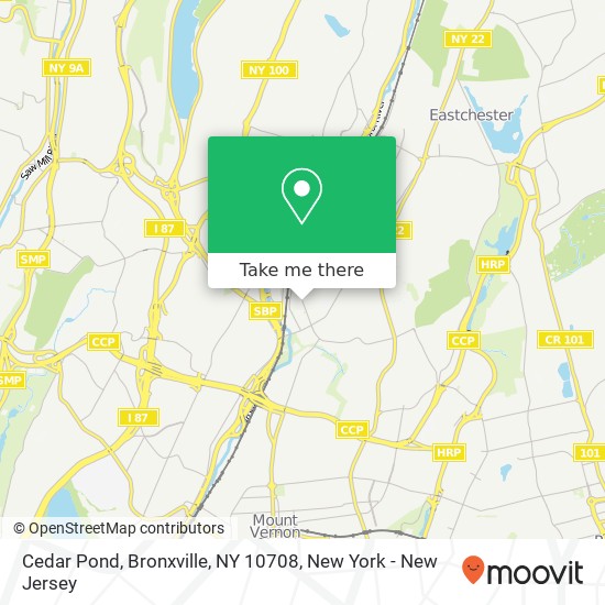 Mapa de Cedar Pond, Bronxville, NY 10708