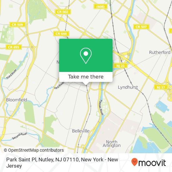 Mapa de Park Saint Pl, Nutley, NJ 07110