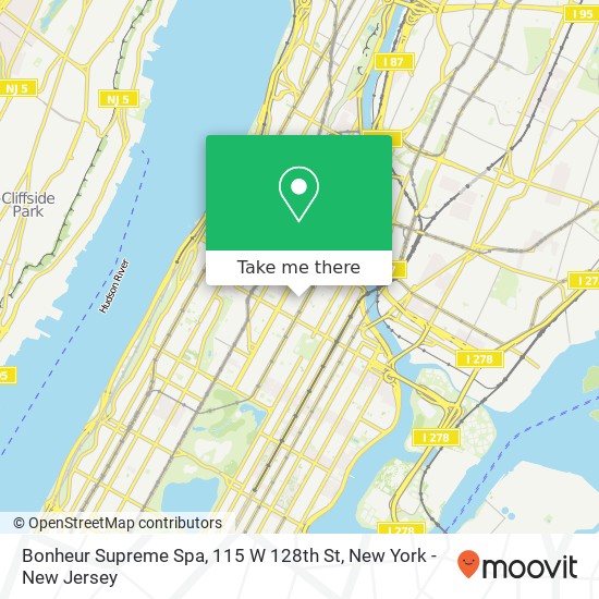 Mapa de Bonheur Supreme Spa, 115 W 128th St