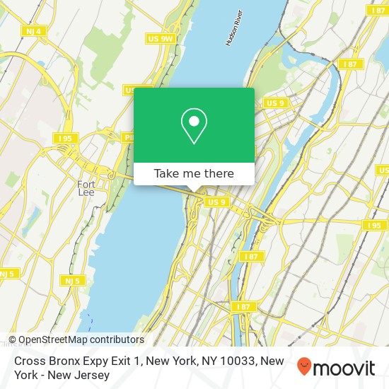 Cross Bronx Expy Exit 1, New York, NY 10033 map
