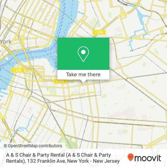 Mapa de A & S Chair & Party Rental (A & S Chair & Party Rentals), 132 Franklin Ave