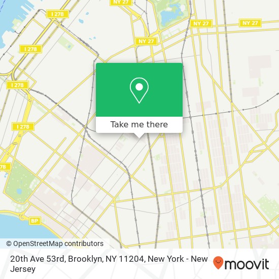 Mapa de 20th Ave 53rd, Brooklyn, NY 11204