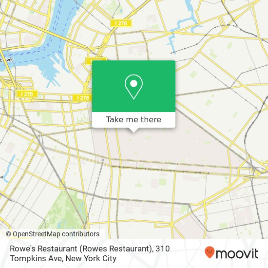 Mapa de Rowe's Restaurant (Rowes Restaurant), 310 Tompkins Ave