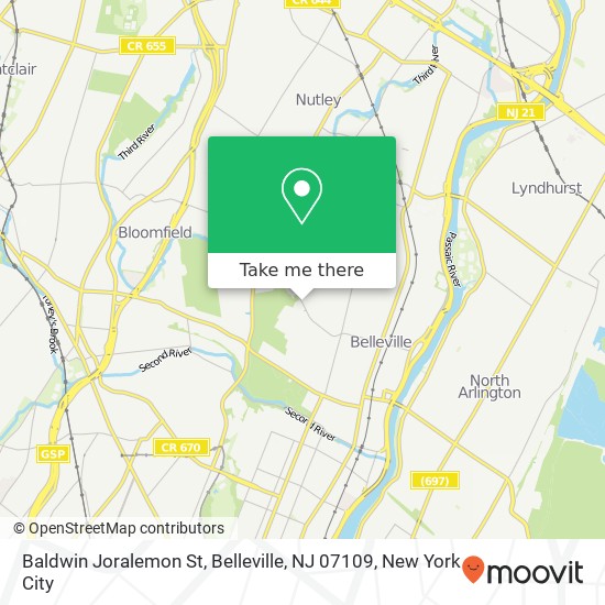 Mapa de Baldwin Joralemon St, Belleville, NJ 07109