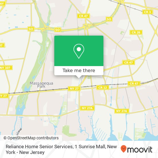 Reliance Home Senior Services, 1 Sunrise Mall map