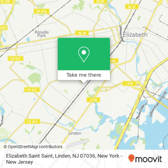 Mapa de Elizabeth Saint Saint, Linden, NJ 07036