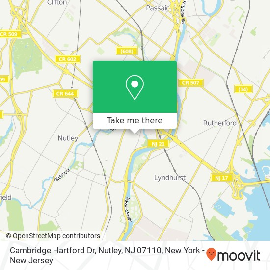 Mapa de Cambridge Hartford Dr, Nutley, NJ 07110