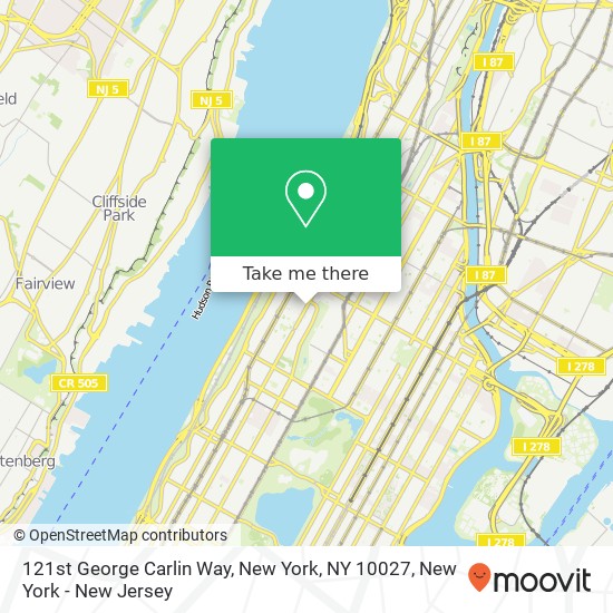 121st George Carlin Way, New York, NY 10027 map