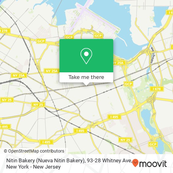 Mapa de Nitin Bakery (Nueva Nitin Bakery), 93-28 Whitney Ave