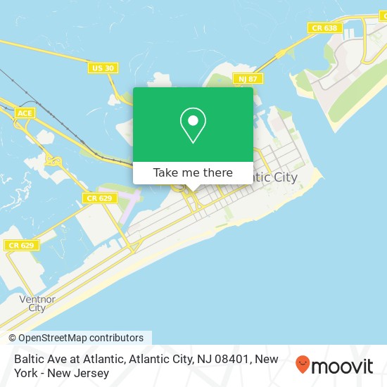 Mapa de Baltic Ave at Atlantic, Atlantic City, NJ 08401