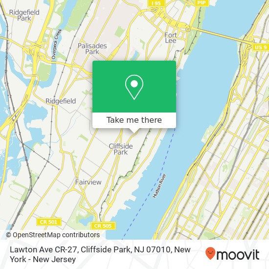 Lawton Ave CR-27, Cliffside Park, NJ 07010 map