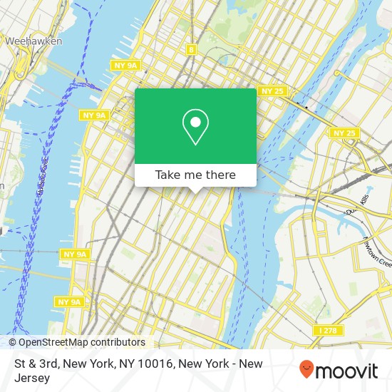 St & 3rd, New York, NY 10016 map
