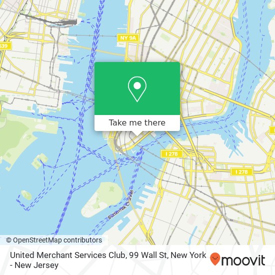 Mapa de United Merchant Services Club, 99 Wall St