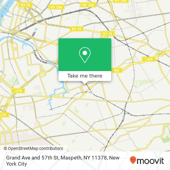 Mapa de Grand Ave and 57th St, Maspeth, NY 11378