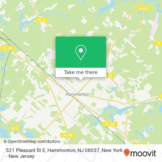 Mapa de 521 Pleasant St E, Hammonton, NJ 08037