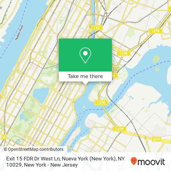 Exit 15 FDR Dr West Ln, Nueva York (New York), NY 10029 map