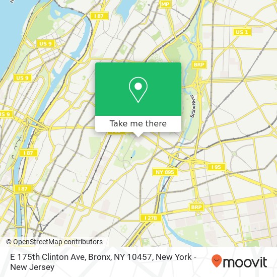 Mapa de E 175th Clinton Ave, Bronx, NY 10457