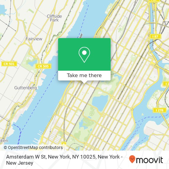 Amsterdam W St, New York, NY 10025 map