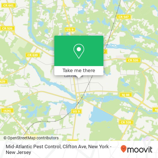 Mid-Atlantic Pest Control, Clifton Ave map