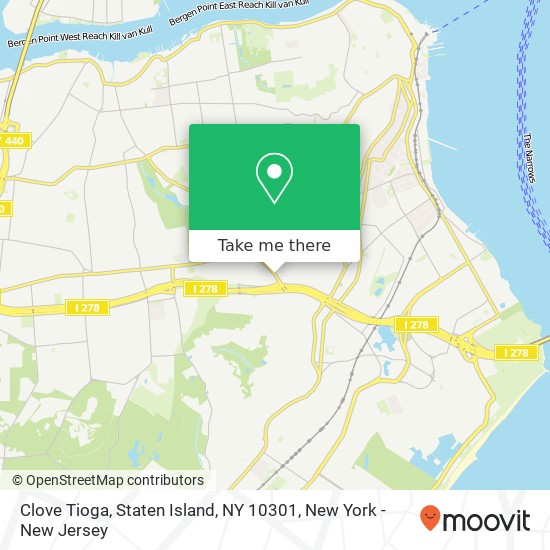 Mapa de Clove Tioga, Staten Island, NY 10301