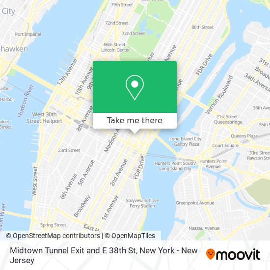 Mapa de Midtown Tunnel Exit and E 38th St