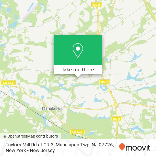 Mapa de Taylors Mill Rd at CR-3, Manalapan Twp, NJ 07726