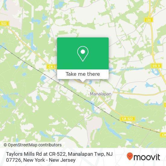 Mapa de Taylors Mills Rd at CR-522, Manalapan Twp, NJ 07726