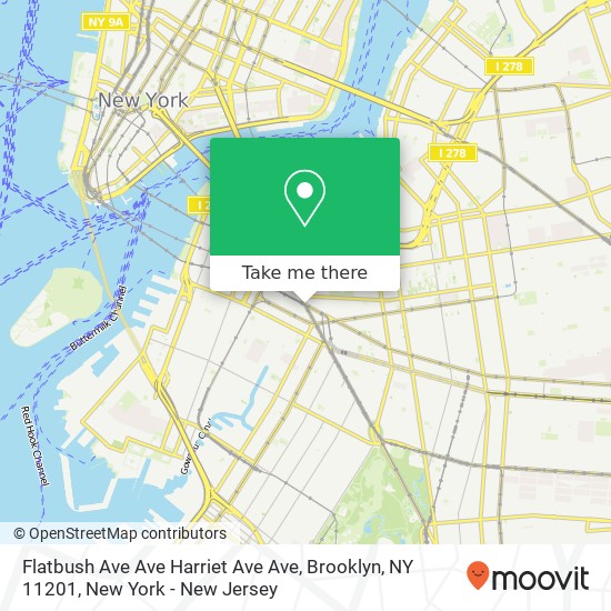 Mapa de Flatbush Ave Ave Harriet Ave Ave, Brooklyn, NY 11201