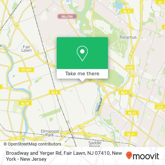 Broadway and Yerger Rd, Fair Lawn, NJ 07410 map